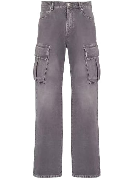 Balmain Faded Grey Large Jeans Cargo Jeans