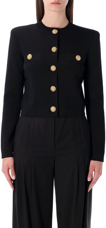 Balmain Balmain lion-button black cardigan