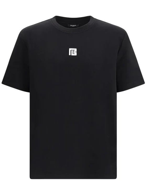 Balmain Black Loose Ss Boxy Logo T-Shirt