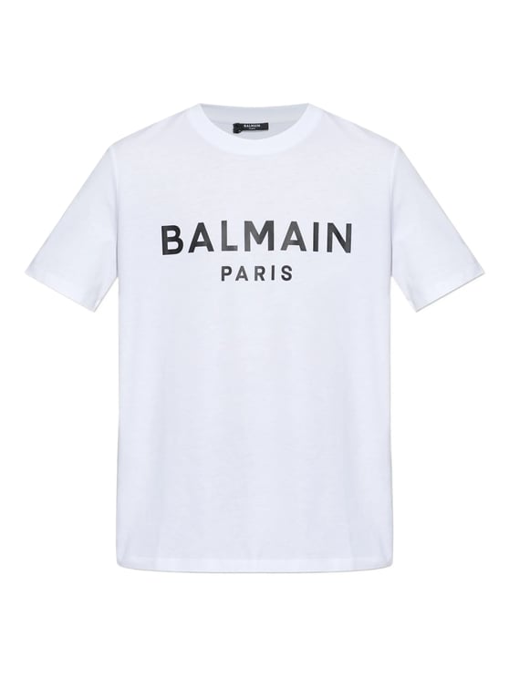 Balmain White Loose Ss Bold Logo T-Shirt