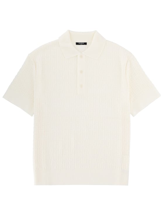 Balmain Balmain Textured Merino Wool Polo Shirt