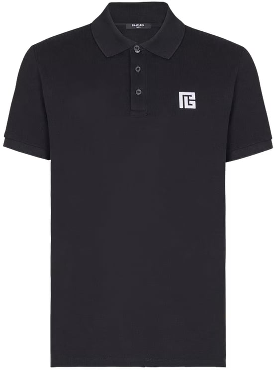 Balmain Black Classic Ss Cotton Polo Shirt