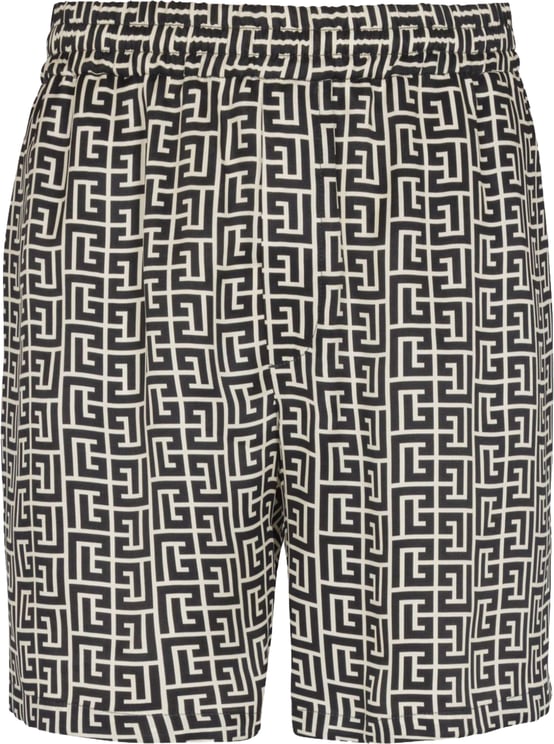 Balmain Geometric Pattern Silk and Nylon Blend Shorts
