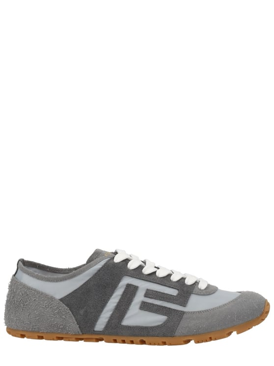 Balmain Grey Racer 45 Suede Panel Sneakers