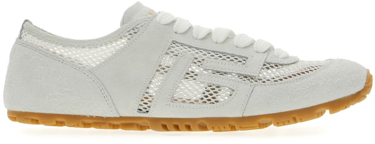 Balmain Balmain Chalk leather and mesh sneakers