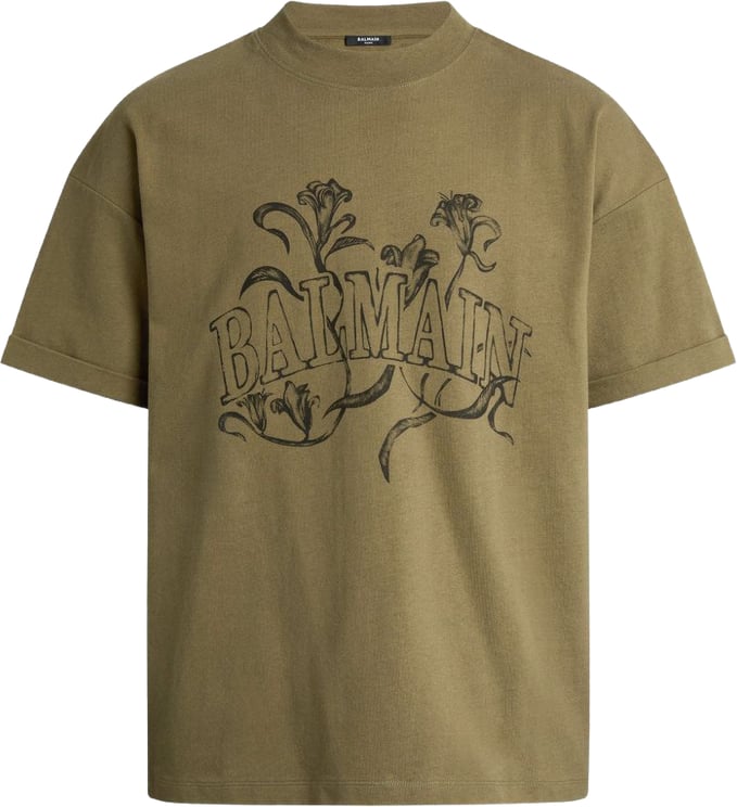 Balmain T-Shirts And Polos Kaki/Black