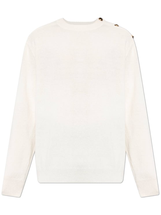 Balmain White Classic Crew Neck Fabric Sweater