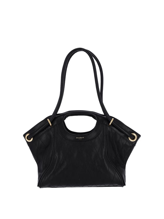 Balmain Black Lambskin Medium Tote Bag