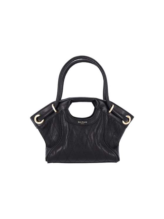 Balmain Black Lambskin Small Tote Bag