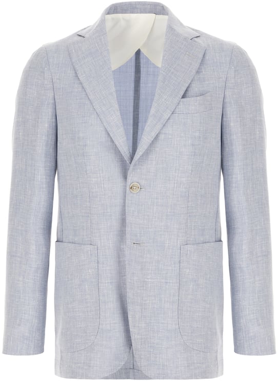 Barba Barba Powder blue linen blend blazer