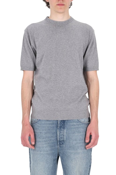 Barba Grey Cotton Knit T-Shirt