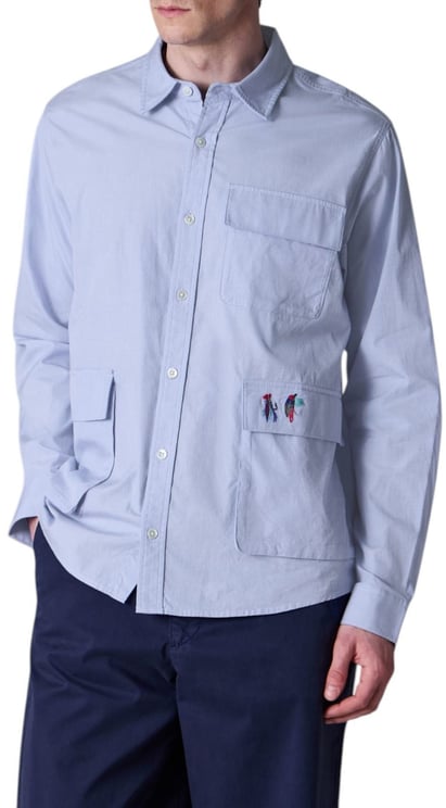 Barbour Chemise poches plaquées ciel brodée hameçons Paul Smith loves Barbour MSH5782 BL54 homme