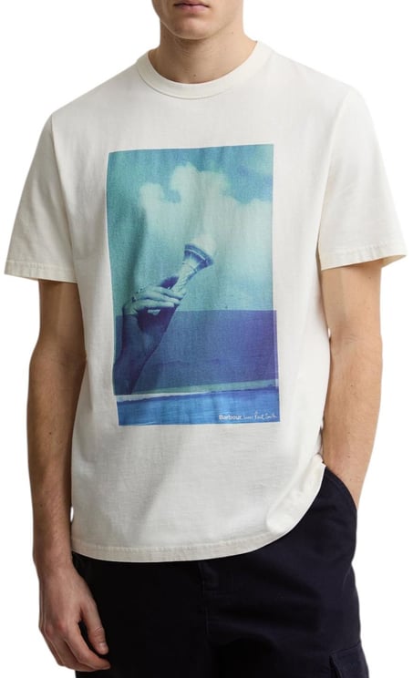 Barbour T-shirt blanc print glace bleue Paul Smith Loves Barbour homme MTS1613 WH32
