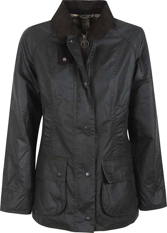 Barbour Waxed Cotton Jacket with Ribbed Collar