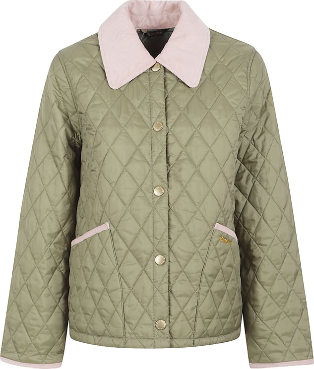 Barbour Diamond-Quilted Cropped Jacket with Corduroy Accents