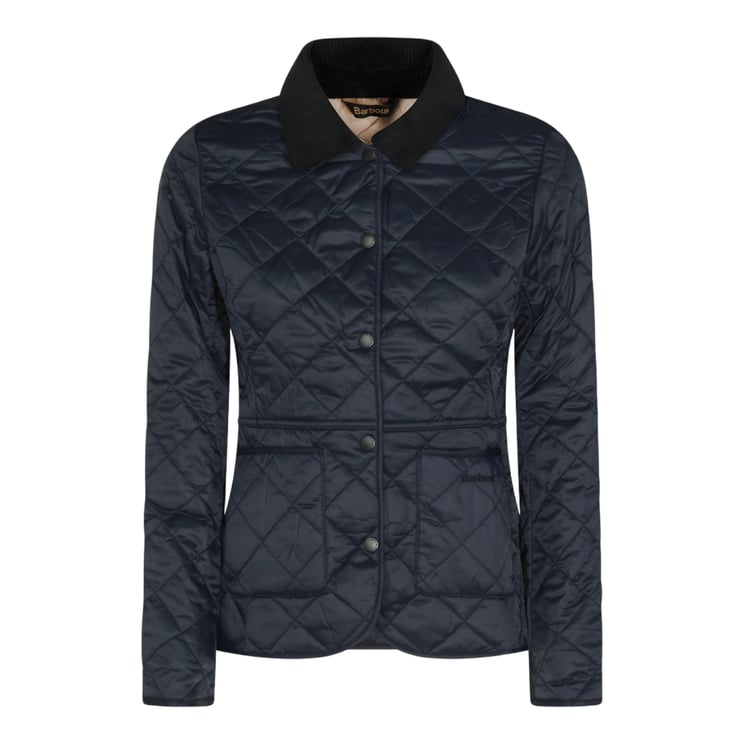 Barbour Quilted Diamond-Pattern Jacket With Corduroy Collar