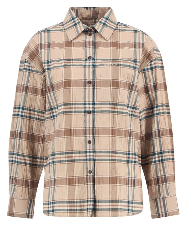 Barbour Tartan Pattern Shirt With Curved Hem And Chest Pocket