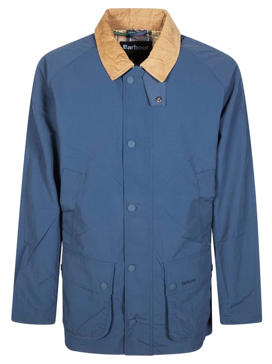 Barbour Muted Blue Tan Collar Jacket