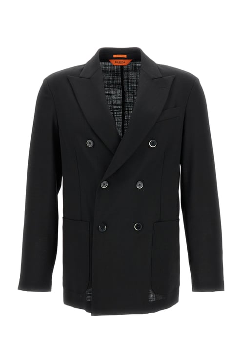 Barena Double-Breasted Wool Jacket with Notched Lapel