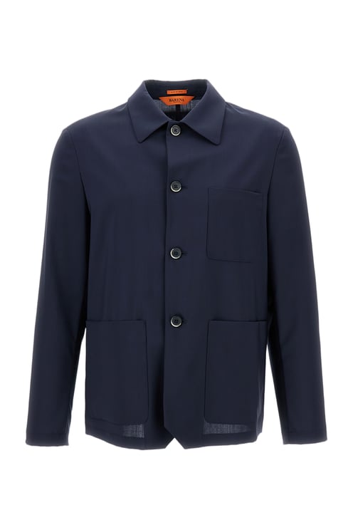 Barena Blue Visal Wool Overshirt