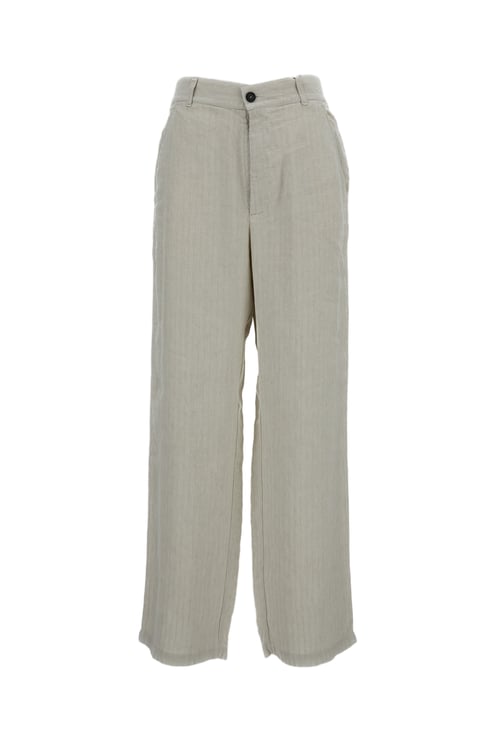 Barena Herringbone Weave Wide-Leg Trousers with Elasticated Waistband