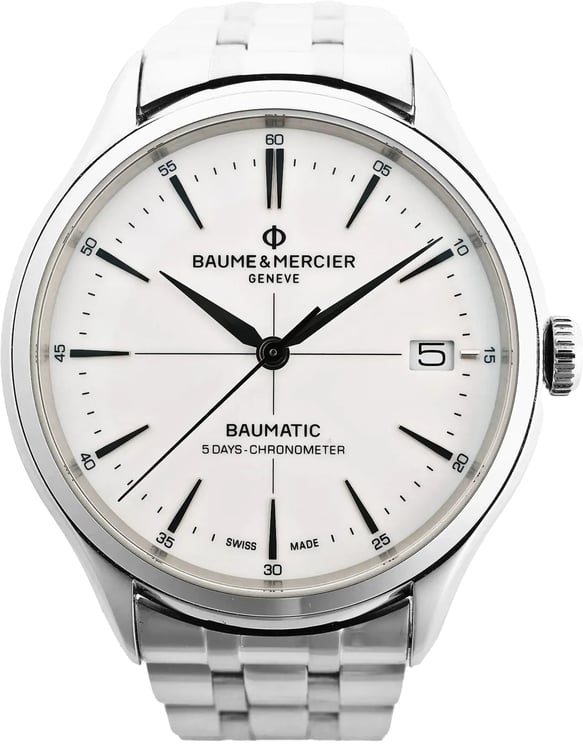 Baume & Mercier Baume & Mercier Clifton Vomatic M0A10505 6197815 SS AT Watch with White Dial