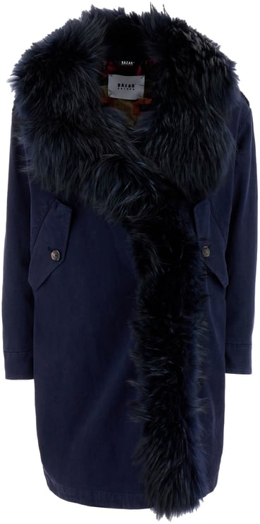 Bazar Deluxe Bazar Deluxe Midnight blue stretch cotton parka