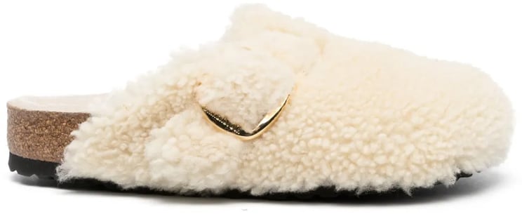 Birkenstock Boston Big Buckle Fur Eggshell