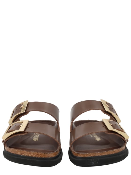 Birkenstock Neutrals Arizona Droplet Gold Buckles Leather Sandals