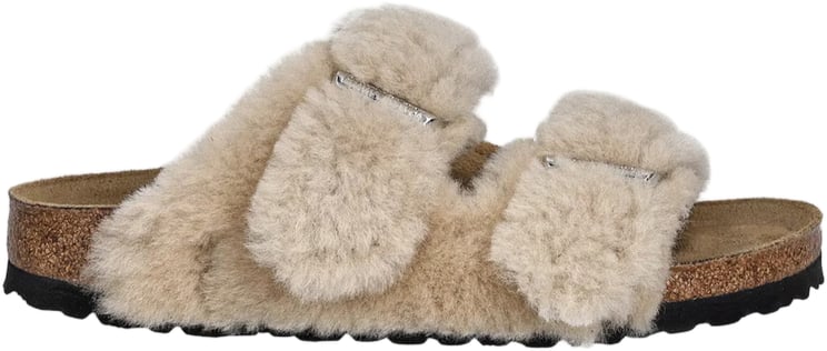 Birkenstock Slip-On Shearling Sandals with Contoured Cork Footbed