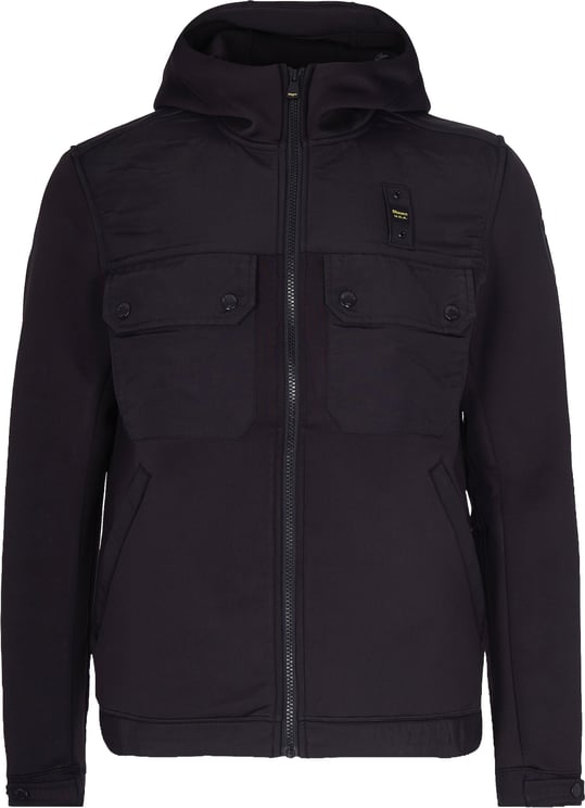 Blauer Scuba Fabric Black Jacket With Hood