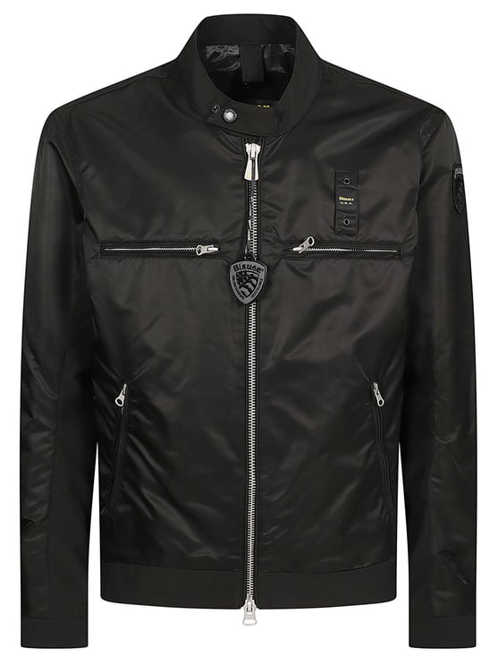 Blauer Mid-Season Black Jacket With Zippered Cuffs And Minimalist Design