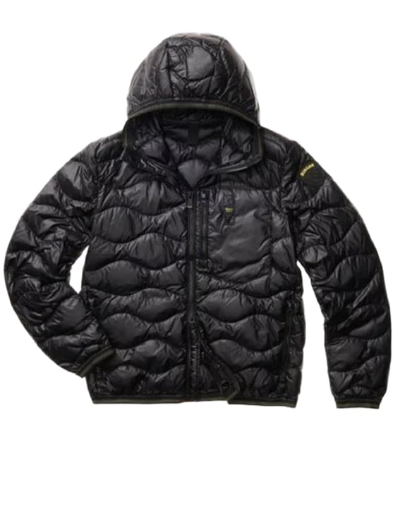 Blauer Quilted Casual Black Jacket With Functional Details
