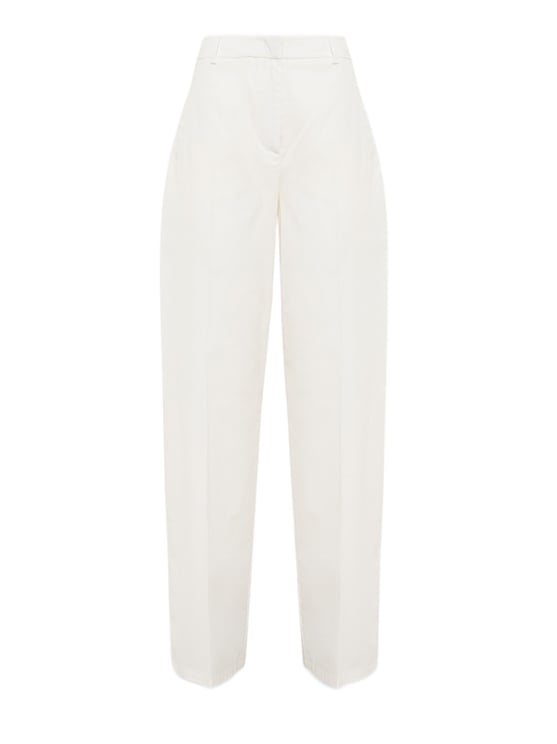 Blugirl White Straight-Leg Trousers With Pressed Crease And Functional Pockets