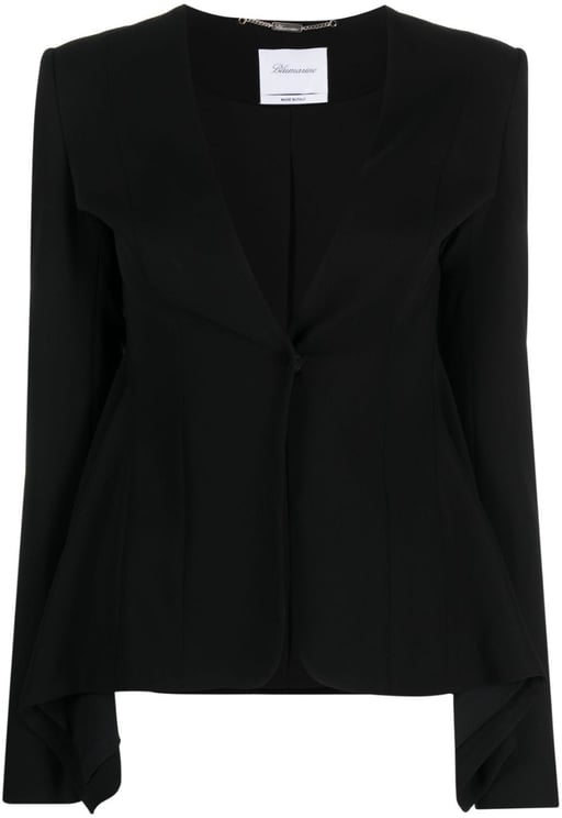Blumarine Single-Breasted Peplum Viscose Jacket