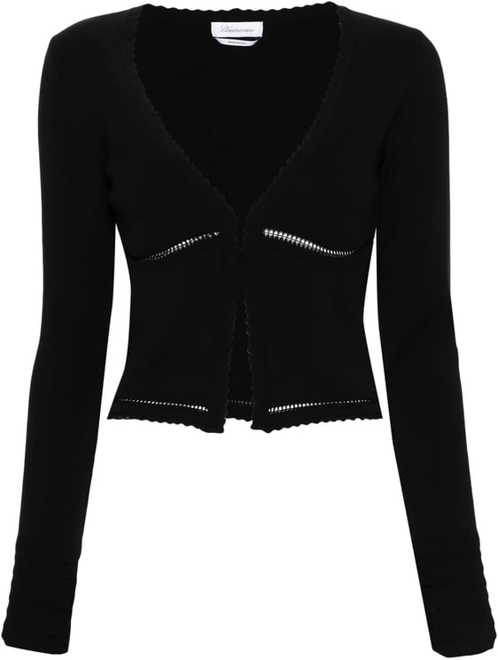 Blumarine Fitted Cropped Scalloped Edge Cardigan