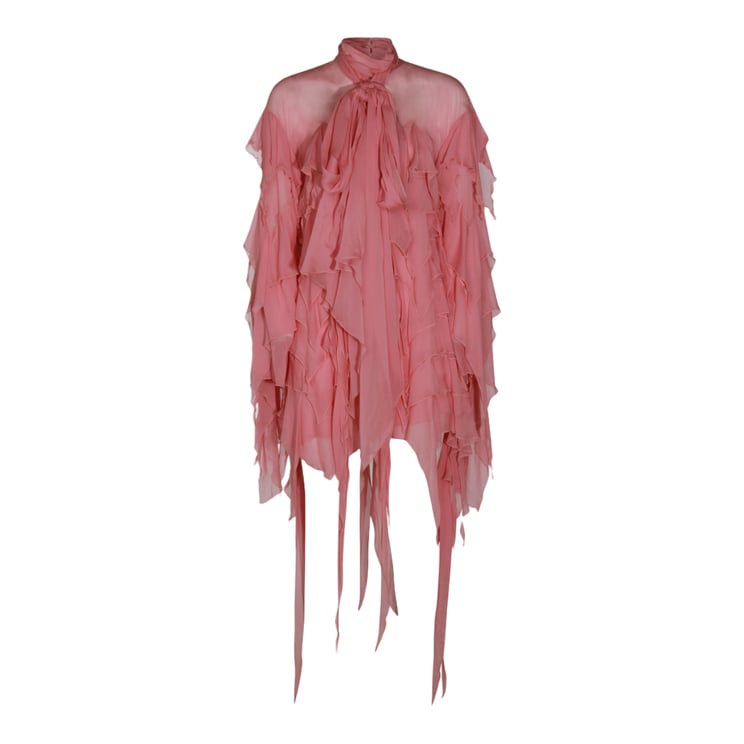 Blumarine Asymmetrical Layered Dress With Bow Tie Detail