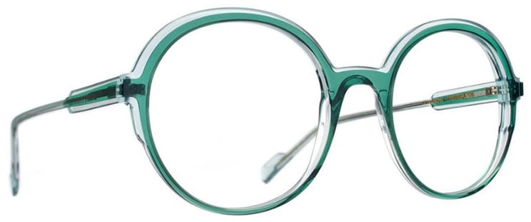 Blush Translucent Acetate Round Sunglasses in Greenish-Blue