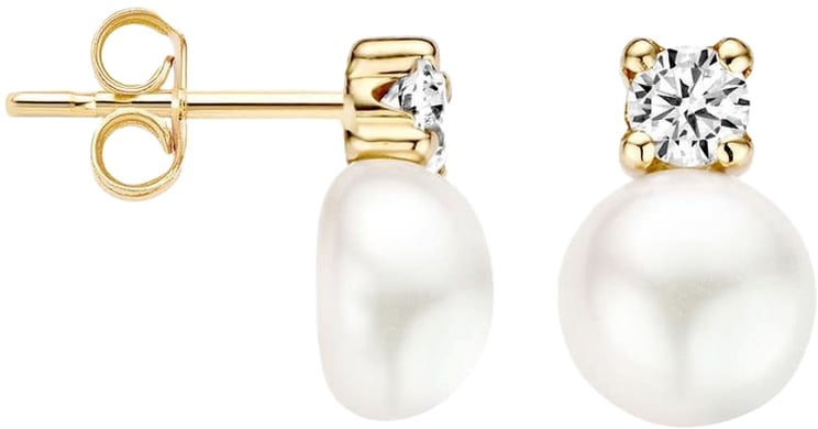 Blush 7147YPW Oorbellen 14 krt geelgoud met zirkonia en Zoetwater parel