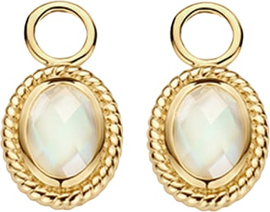 Blush Blush Oorbedels 9091YMQ 14k Geelgoud Ovale Hangers met MOP 6.3mm x 11.5mm