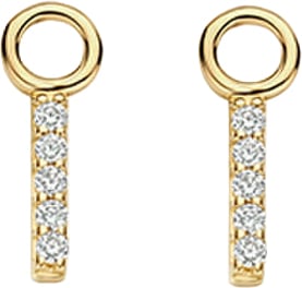 Blush Blush Oorbedels 9094YZI 14k Geelgoud Balkje met Zirkonia 1.2mm x 10mm
