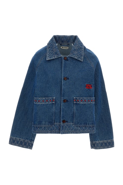 BODE Blue Embroidered Denim Jacket