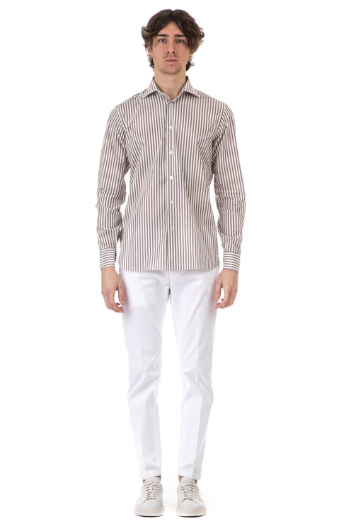 Borriello Napoli Flamed Cotton Stripe Shirt
