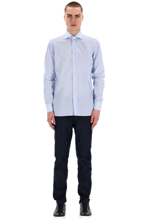 Borriello Napoli Micro Check Cotton Tailored Shirt