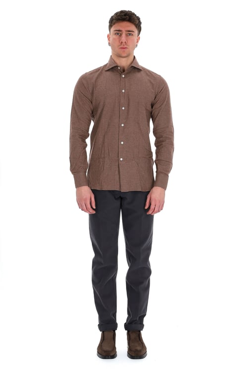 Borriello Napoli Houndstooth Flannel Tailored Shirt