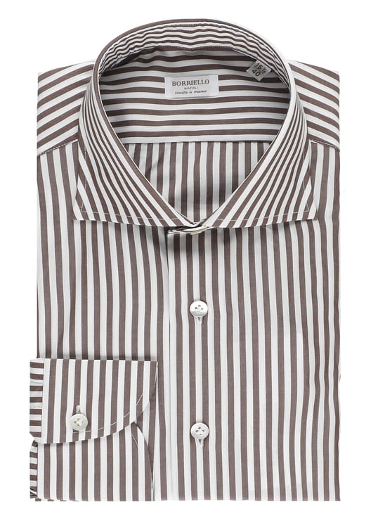 Borriello Napoli Brown Striped Cotton Casual Shirt