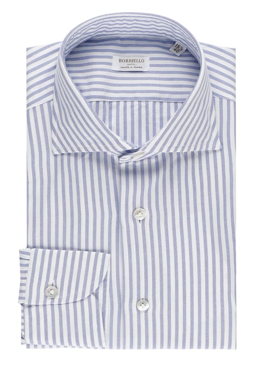 Borriello Napoli Blue Striped Cotton Casual Shirt