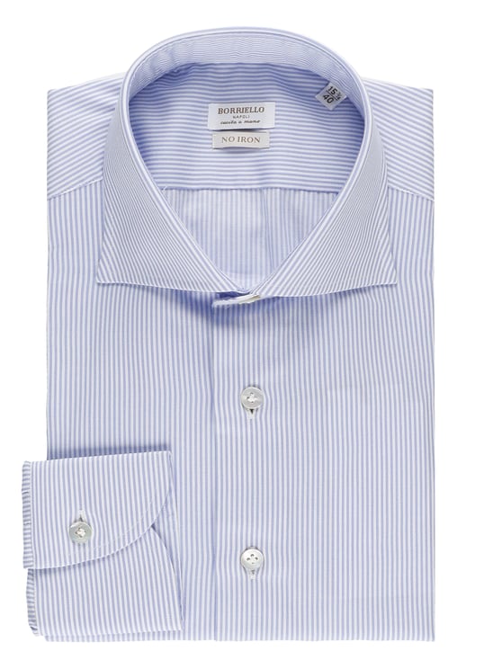 Borriello Napoli Blue Striped Cotton Casual Shirt