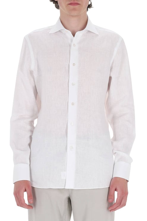 Borriello Napoli White Pure Linen Casual Shirt
