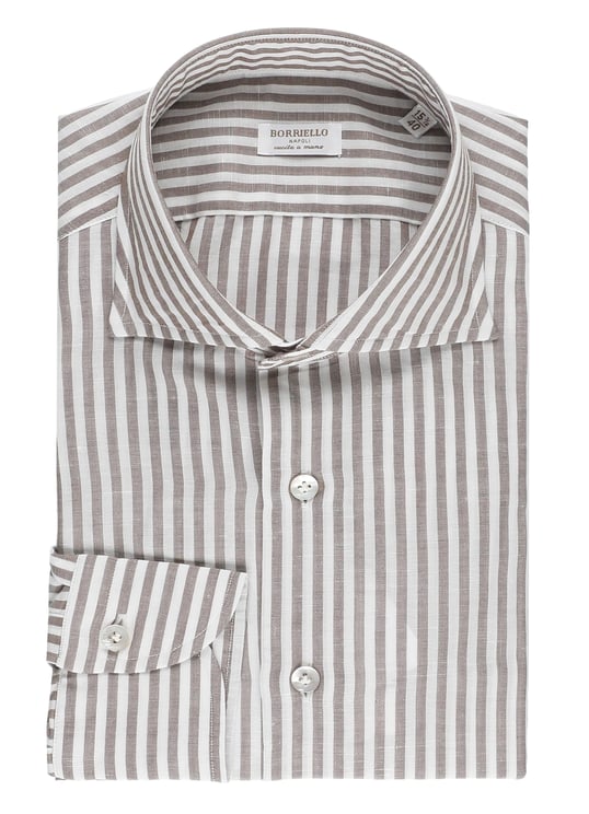 Borriello Napoli Brown Striped Cotton Casual Shirt